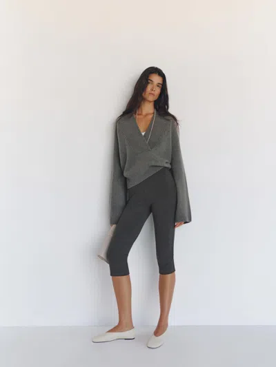 Reformation Jill Cropped Knit Pant Heather Grey Large