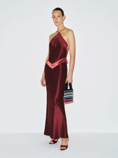 Reformation Jillian Silk Dress Red 0 In Burgundy