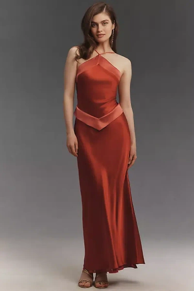 Reformation Jillian Silk Slip Maxi Dress In Brown