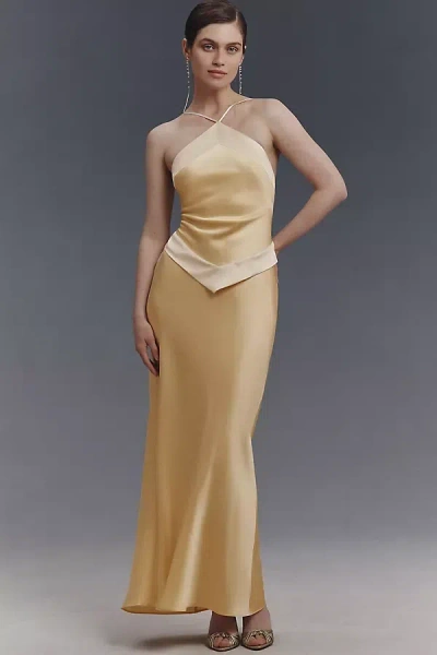 Reformation Jillian Silk Slip Maxi Dress In Yellow