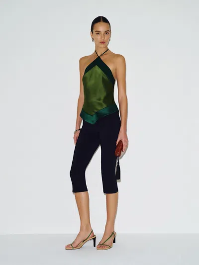 Reformation Jillian Silk Top Green 12