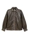 Reformation Veda Marco Oversize Leather Bomber Jacket In Brown