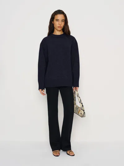 Reformation Jo Regenerative Wool Oversized Crew Sweater Blue Small