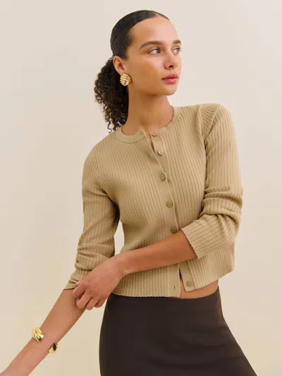 Reformation Joanne Cotton Cardigan In Bear