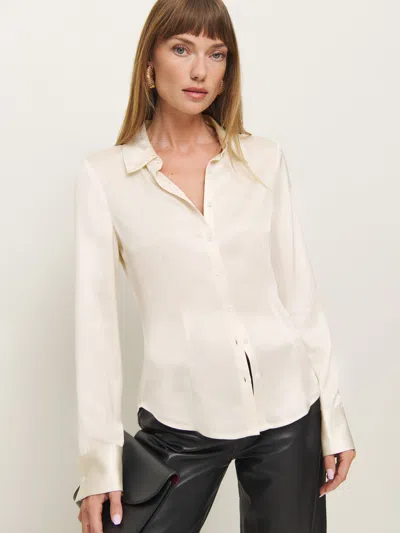 Reformation Jodie Satin Top In Fior Di Latte