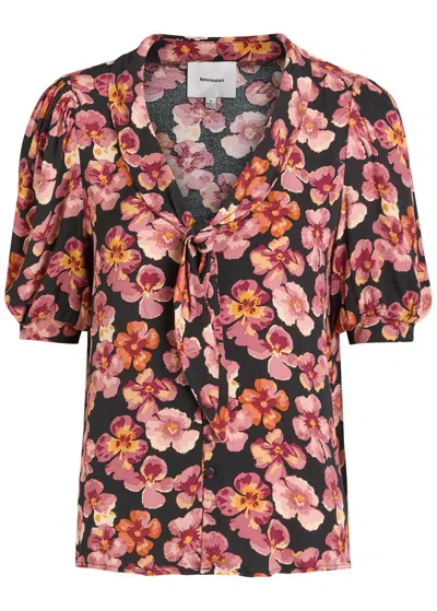 REFORMATION REFORMATION JOELLE FLORAL-PRINT CREPE BLOUSE