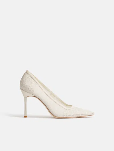 Reformation Joelle Heeled Pump Ivory Lace 10.5 In Multi