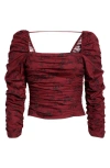 Reformation Womens Paramour Joi Gathered Stretch-cotton Top In Burgundy