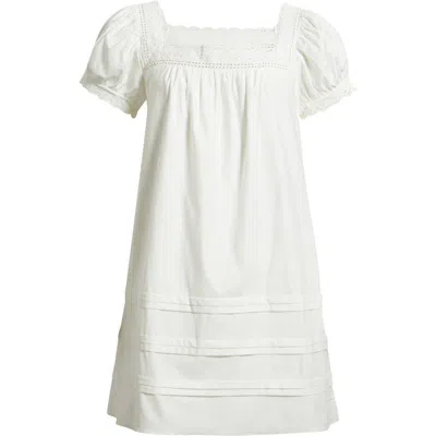 Reformation Joliette Eyelet Trim Puff Sleeve Minidress In White