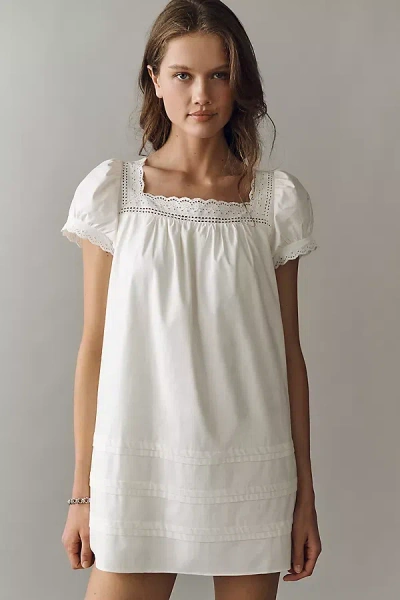 Reformation Joliette Eyelet Trim Puff Sleeve Minidress In White