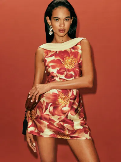 Reformation Jonelle Silk Dress In Red