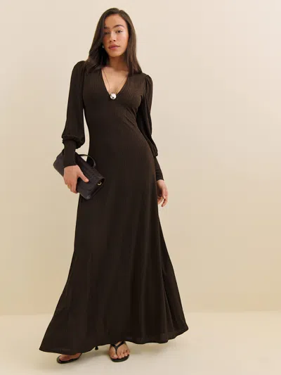 Reformation Jones Knit Dress In Chocolate