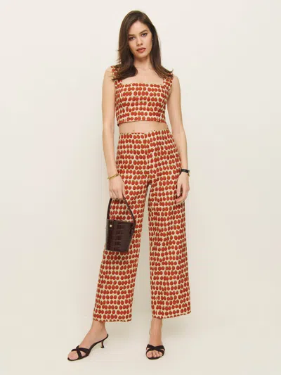 Reformation Joni Linen Cropped Pant In Fresh Tomato