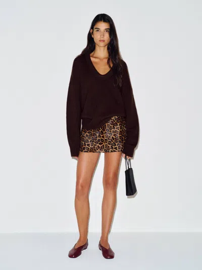 Reformation Jonie Cashmere Oversized Scoop Neck Brown Small
