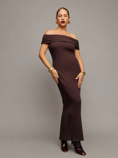 Reformation Josefina Knit Dress In Mahogany