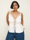 Reformation Josefina Linen Top Es In White