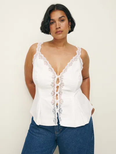 Reformation Josefina Linen Top Es In White