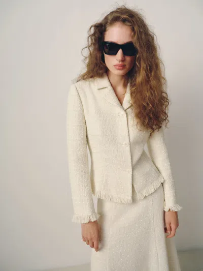 Reformation Josie Jacket Ivory Boucle 0