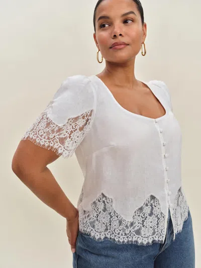 Reformation Josie Linen Top Es In White