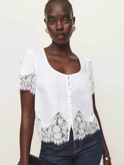 Reformation Josie Linen Top In White