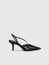 Reformation Joyce Slingback Heel Black Eel 10.5 In Black
