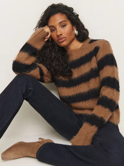 Reformation Jude Brushed Alpaca Crew In Camel Black