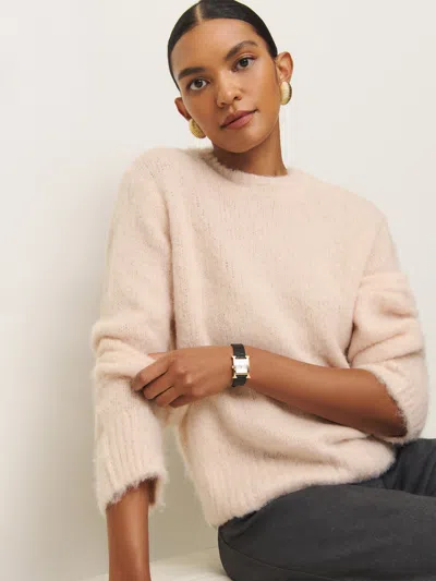Reformation Jude Brushed Alpaca Crew In Sorbet