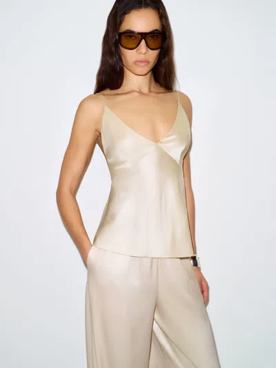 Reformation Jule Silk Top Ivory Xs In Neutral