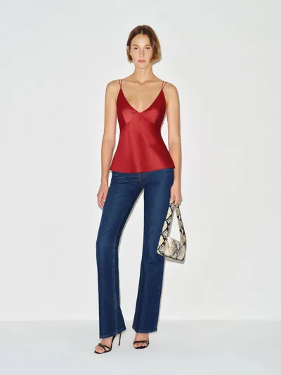 Reformation Jule Silk Top Red Xs