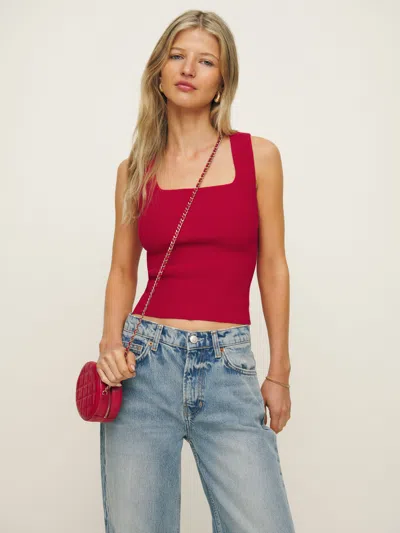 Reformation Julia Ribbed Sweater Tank In Lipstick