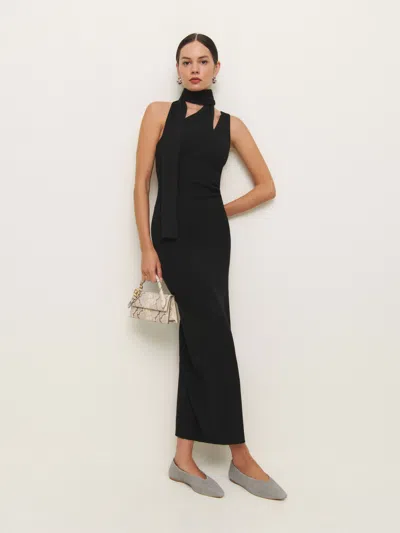 Reformation Julianna Cashmere Scarf Sweater Dress In Black