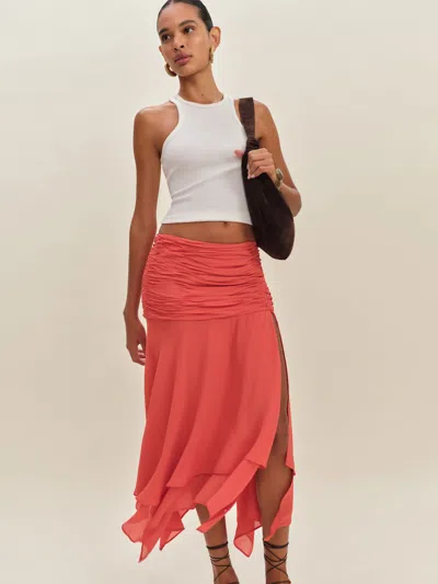 Reformation Julianna Low Waist Skirt In Red