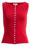 Reformation Julie Sleeveless Knit Top In Red