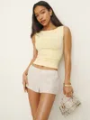Reformation June Linen Short In Oatmeal