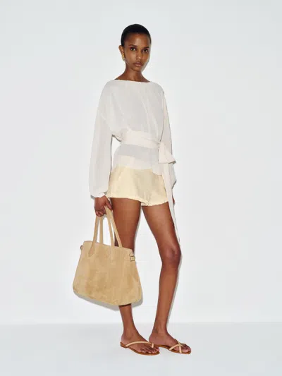 Reformation June Low Rise Linen Short Ivory 8 In White