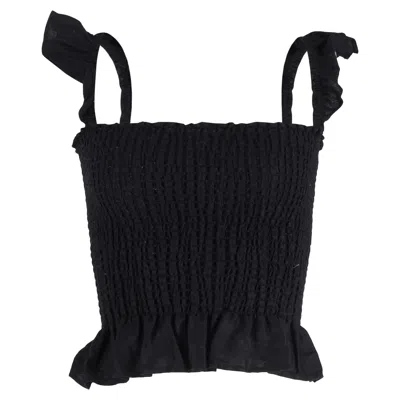Reformation Junebug Ruffle Sleeveless Top In Black Linen