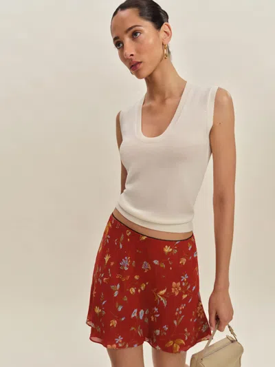 Reformation Womens Fior Di Latte Archie Cotton Knit Top In White