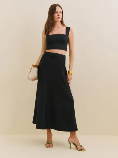 Reformation Jupe En Lin Chloe In Noir