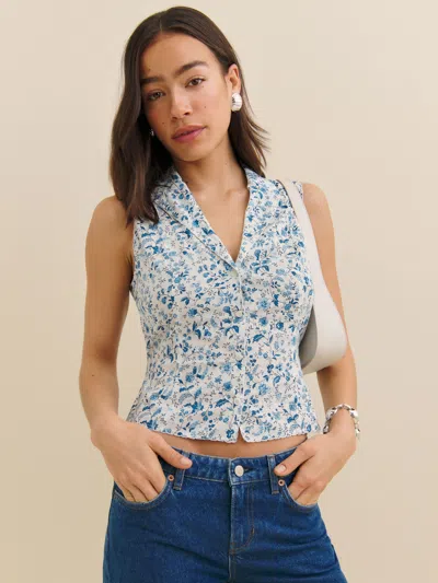 Reformation Kady Top In Bleu