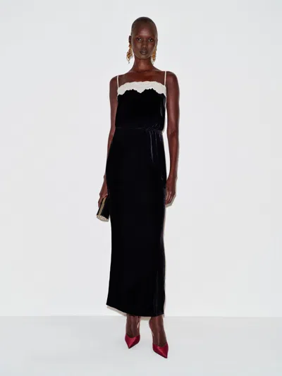 Reformation Kalinka Velvet Dress Black 0