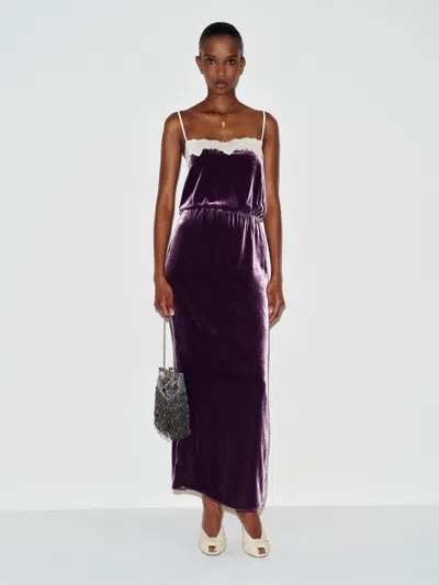 Reformation Kalinka Velvet Dress Purple 0