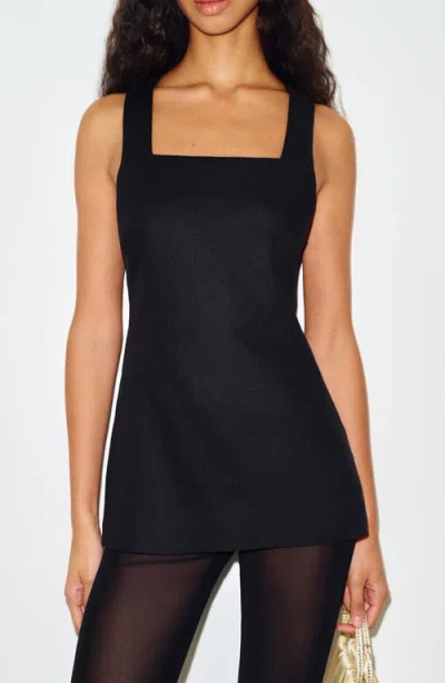 Reformation Kalita Cross Back Linen Top In Black