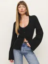 Reformation Karina Regenerative Wool Scoop Neck Cardigan In Black