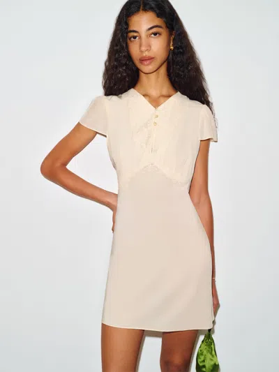 Reformation Kasia Dress Ivory Lace Large In Pink