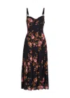 Reformation Katara Floral-print Georgette Midi Dress In Black