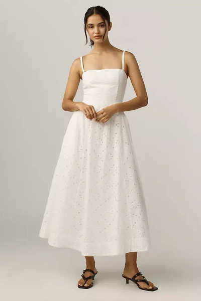 Reformation Katarin Eyelet Midi Dress In White