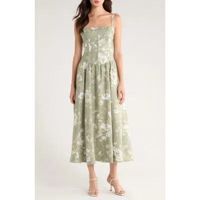 Reformation Katarin Linen Midi Sundress In Green