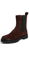 Reformation Katerina Lug Sole Chelsea Boots Espresso Suede In Brown