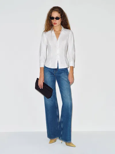 Reformation Katherine Poplin Shirt Ivory 0