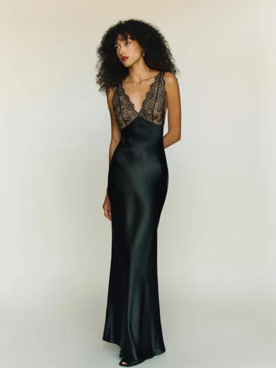 Reformation Katty Silk Dress In Black